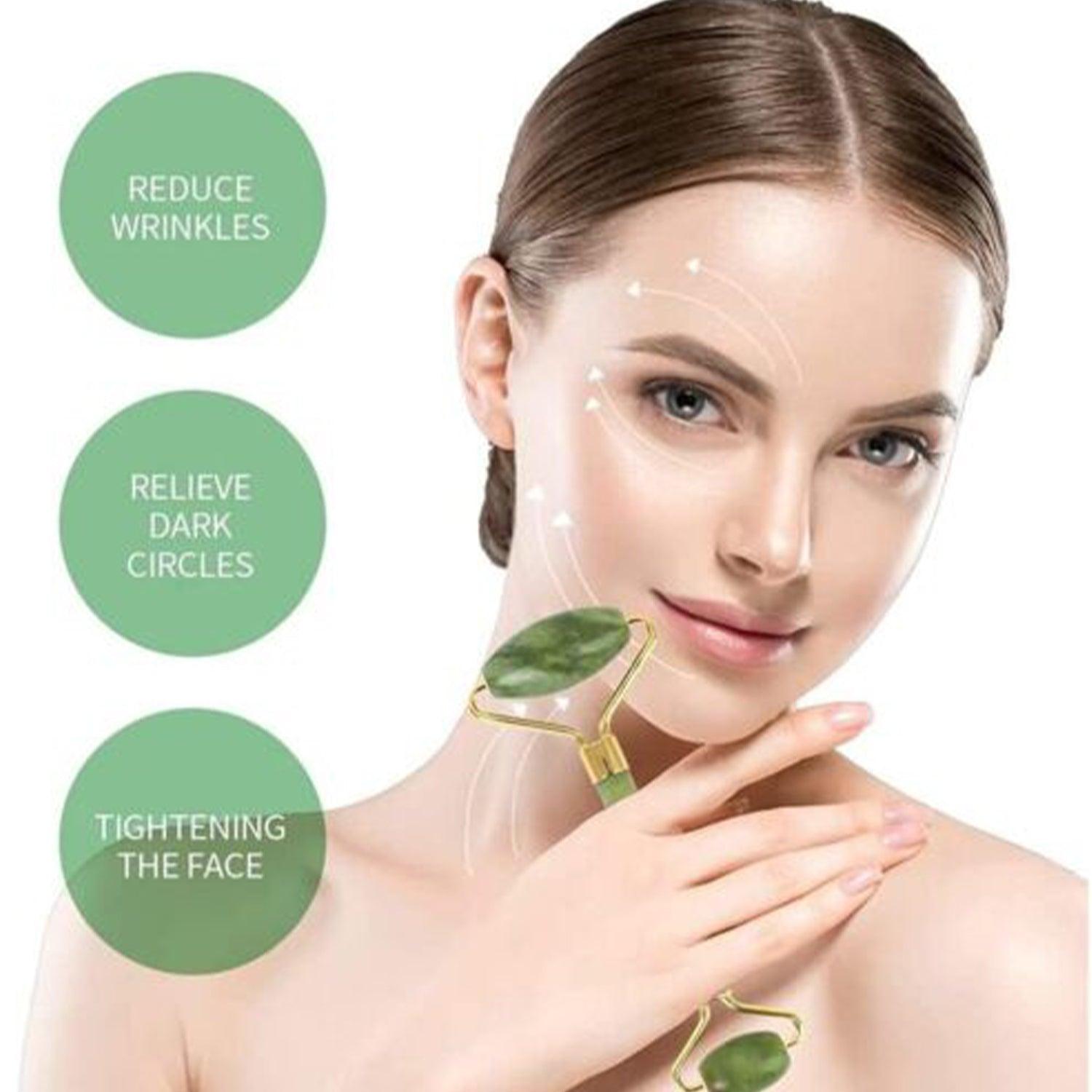 Face Massage Tool - Jade Roller Face Massager Gua sha Facial Beauty Eye Neck Body Anti Ageing Tools Personal Care - Tophatter Daily Deals