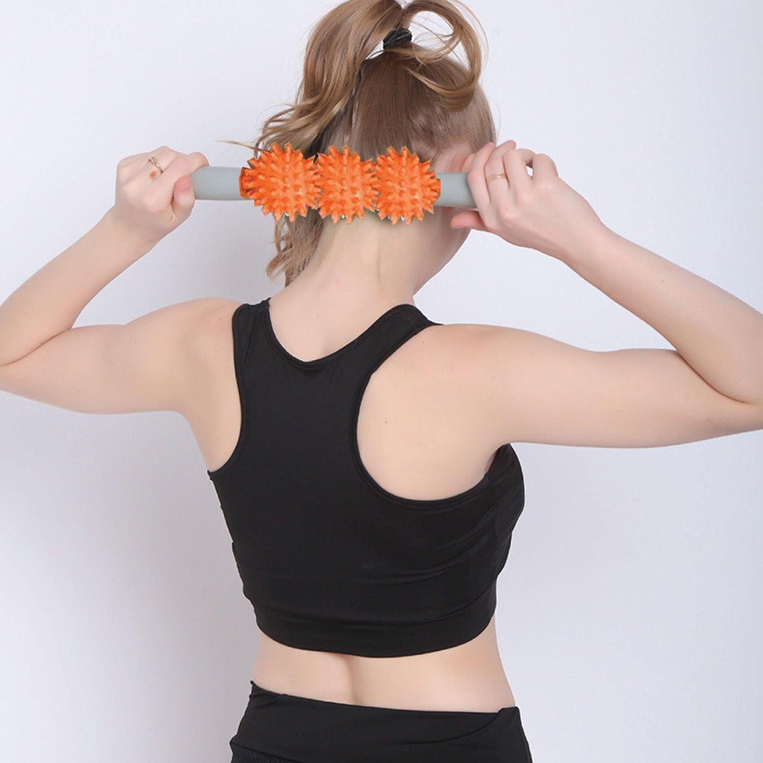 Roller Massage Stick - Cellulite Muscle Roller Stick with 3 Balls Blasting Release Deep Tissue Massager for Neck Leg Back Body Personal Care - Tophatter Daily Deals