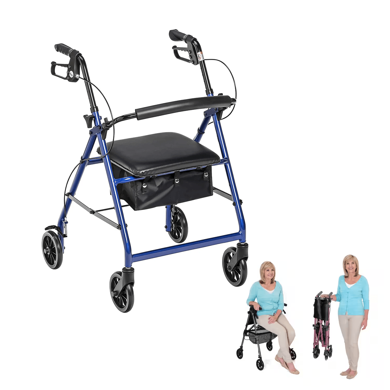 Lightweight Rollator Walker With Seat - Lightweight 4 Wheel Aluminium Rollator Walking Mobility Aid With Seat - Tophatter Daily Deals