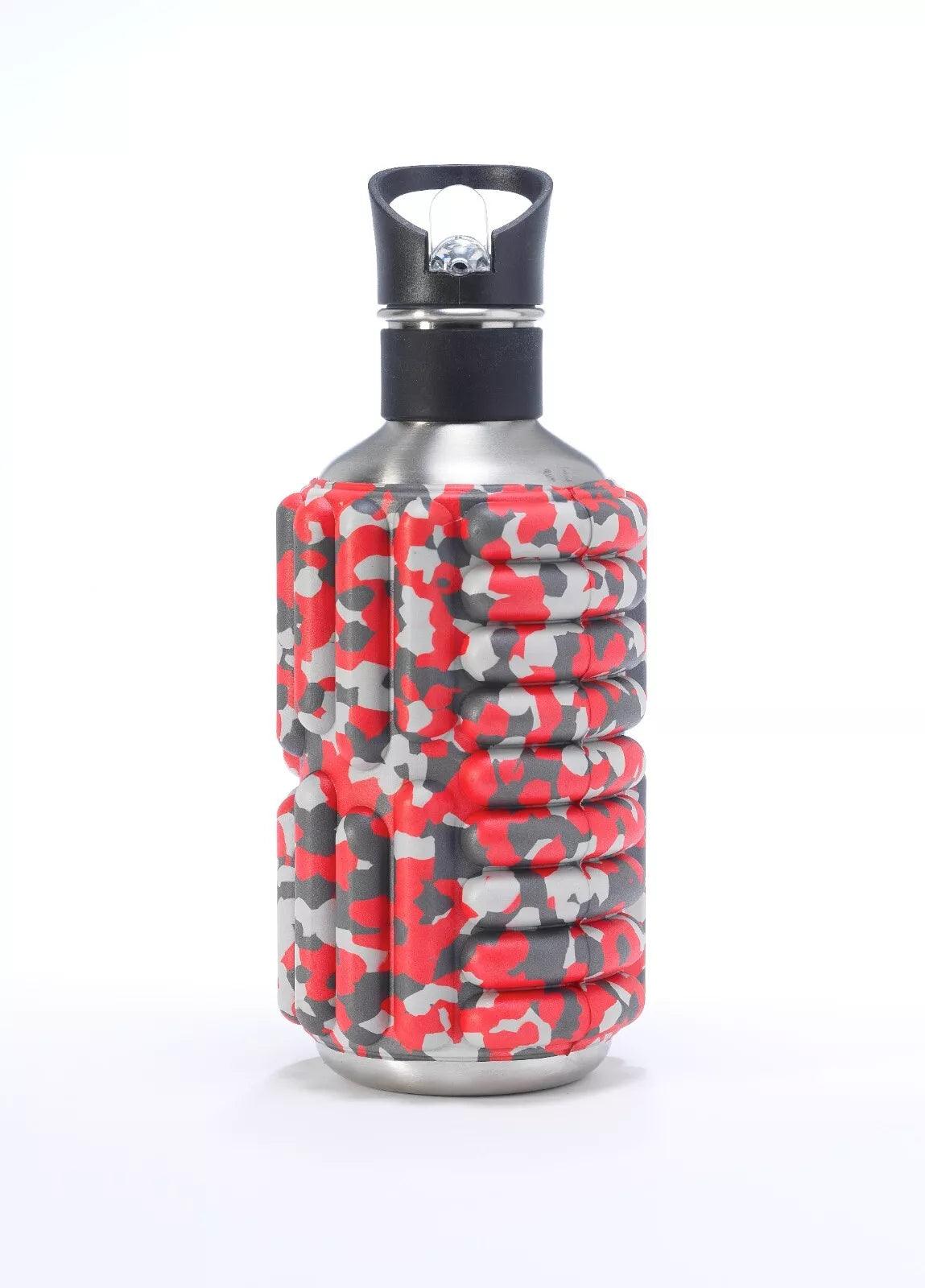 Foam Roller Water Bottle - 0.8L to 1.2L Sustainable Ecofriendly Flip Straw Roller Drink Bottle Red Camo 1.2L Exercise & Fitness - Tophatter Daily Deals