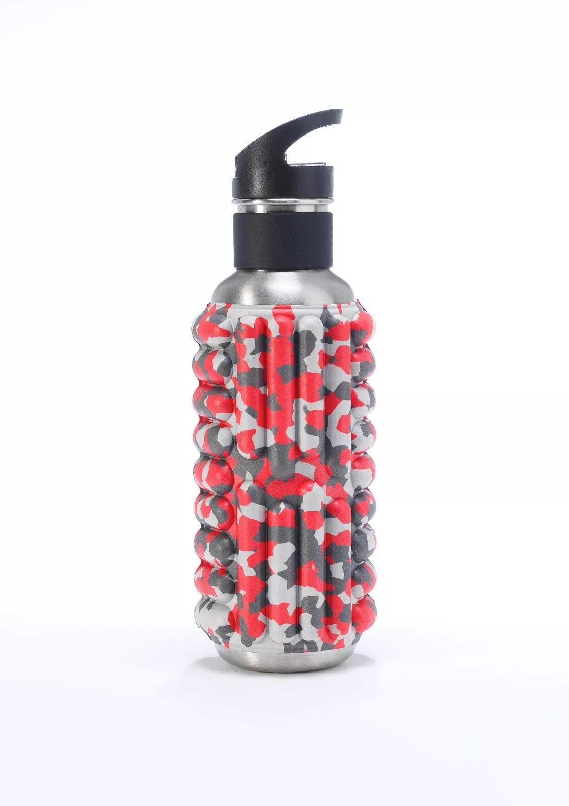 Foam Roller Water Bottle - 0.8L to 1.2L Sustainable Ecofriendly Flip Straw Roller Drink Bottle Red Camo 0.8L Exercise & Fitness - Tophatter Daily Deals