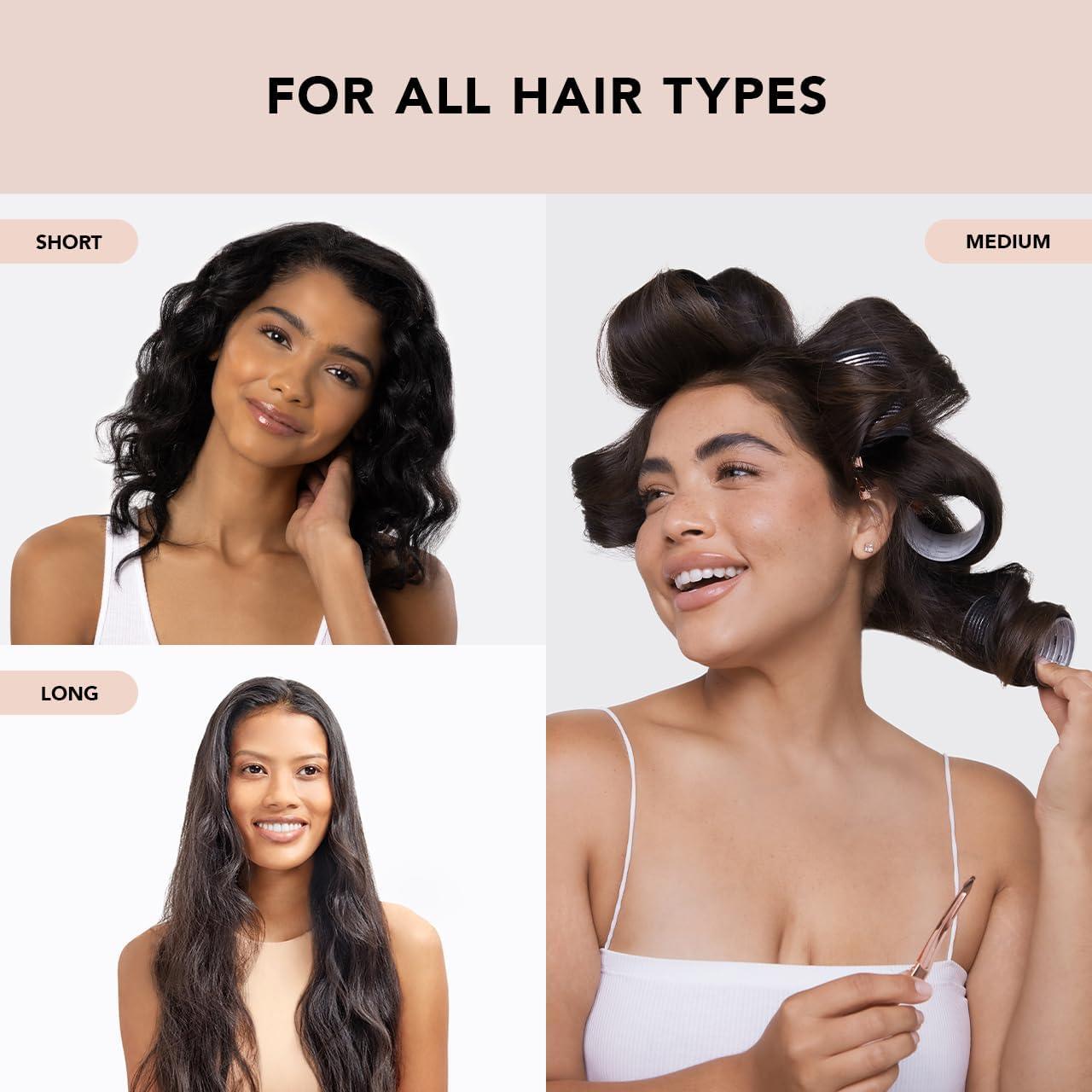 Self Grip Hair Rollers Set - 4-8 Hair Rollers Self Grip Large Set Heatless Bouncy Wave Curlers Cling Styling Hair Care - Tophatter Daily Deals