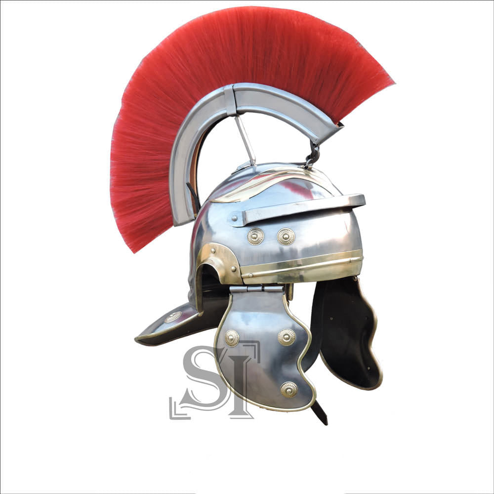 Imperial Itallic Roman Officer Helmet with Liner & Detachable Plume Collectible Weapons - Tophatter Daily Deals