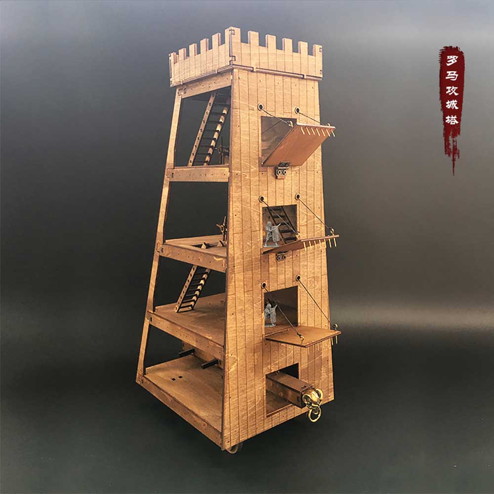 AM004 Roman Siege Tower Model 3D Wooden Puzzle Craft Kits For Adult 3D Mechanical Model Kit - Tophatter Daily Deals