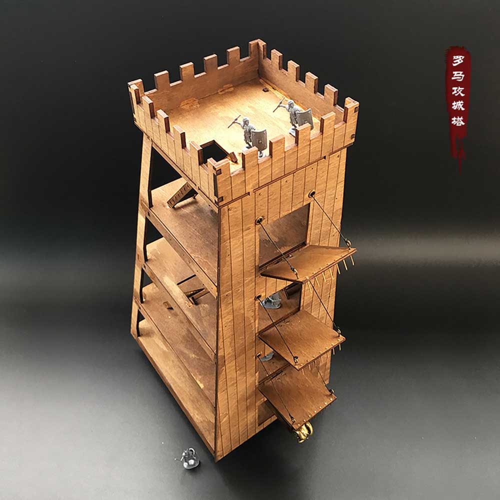 AM004 Roman Siege Tower Model 3D Wooden Puzzle Craft Kits For Adult 3D Mechanical Model Kit - Tophatter Daily Deals