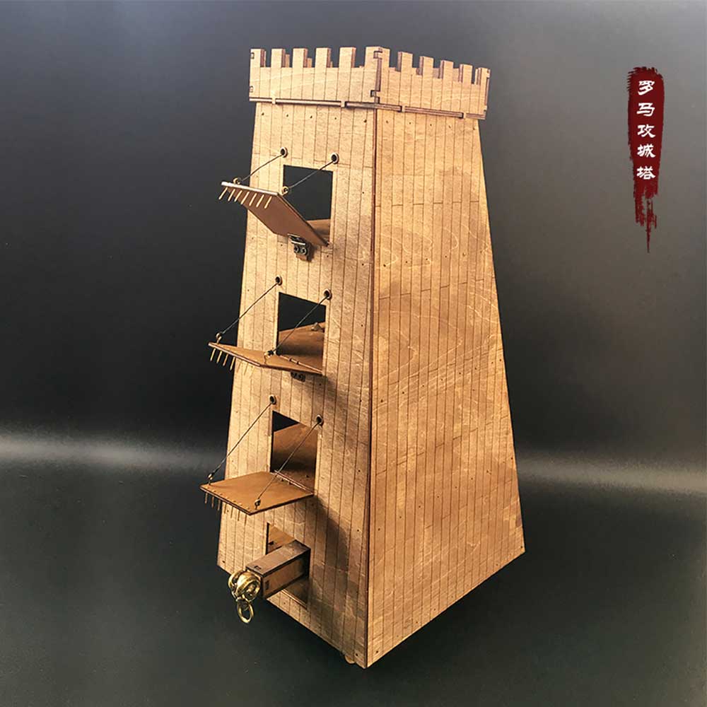 AM004 Roman Siege Tower Model 3D Wooden Puzzle Craft Kits For Adult 3D Mechanical Model Kit - Tophatter Daily Deals