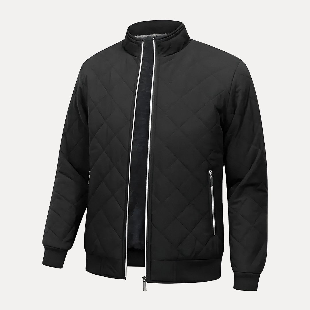 Lightweight Men's Quilted Jacket - Stand Collar, Insulated Black - Tophatter Daily Deals