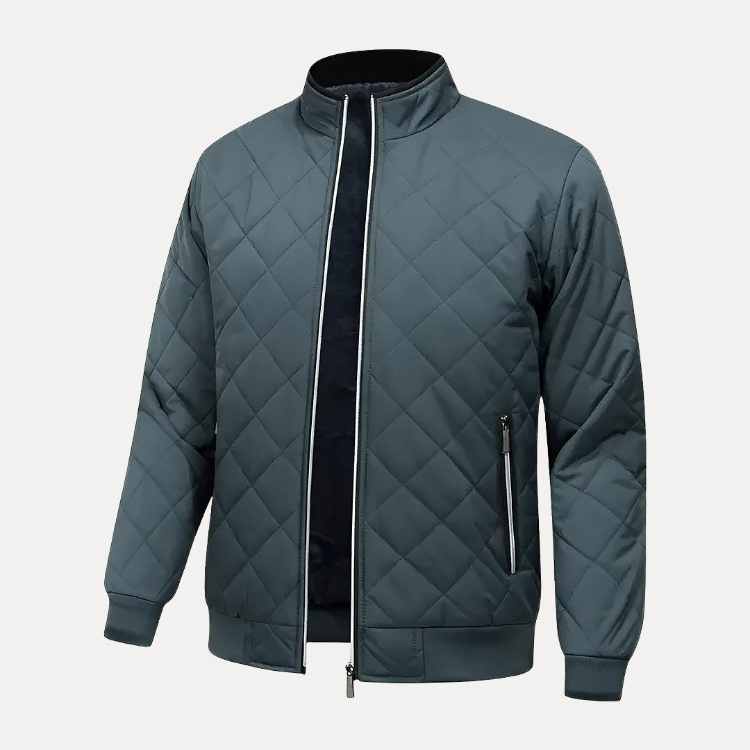 Lightweight Men's Quilted Jacket - Stand Collar, Insulated Gray - Tophatter Daily Deals