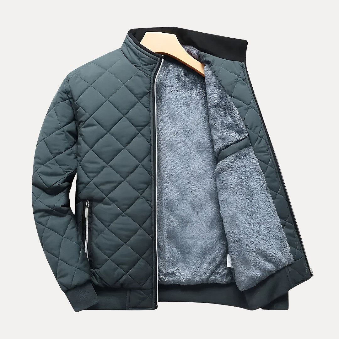 Lightweight Men's Quilted Jacket - Stand Collar, Insulated - Tophatter Daily Deals