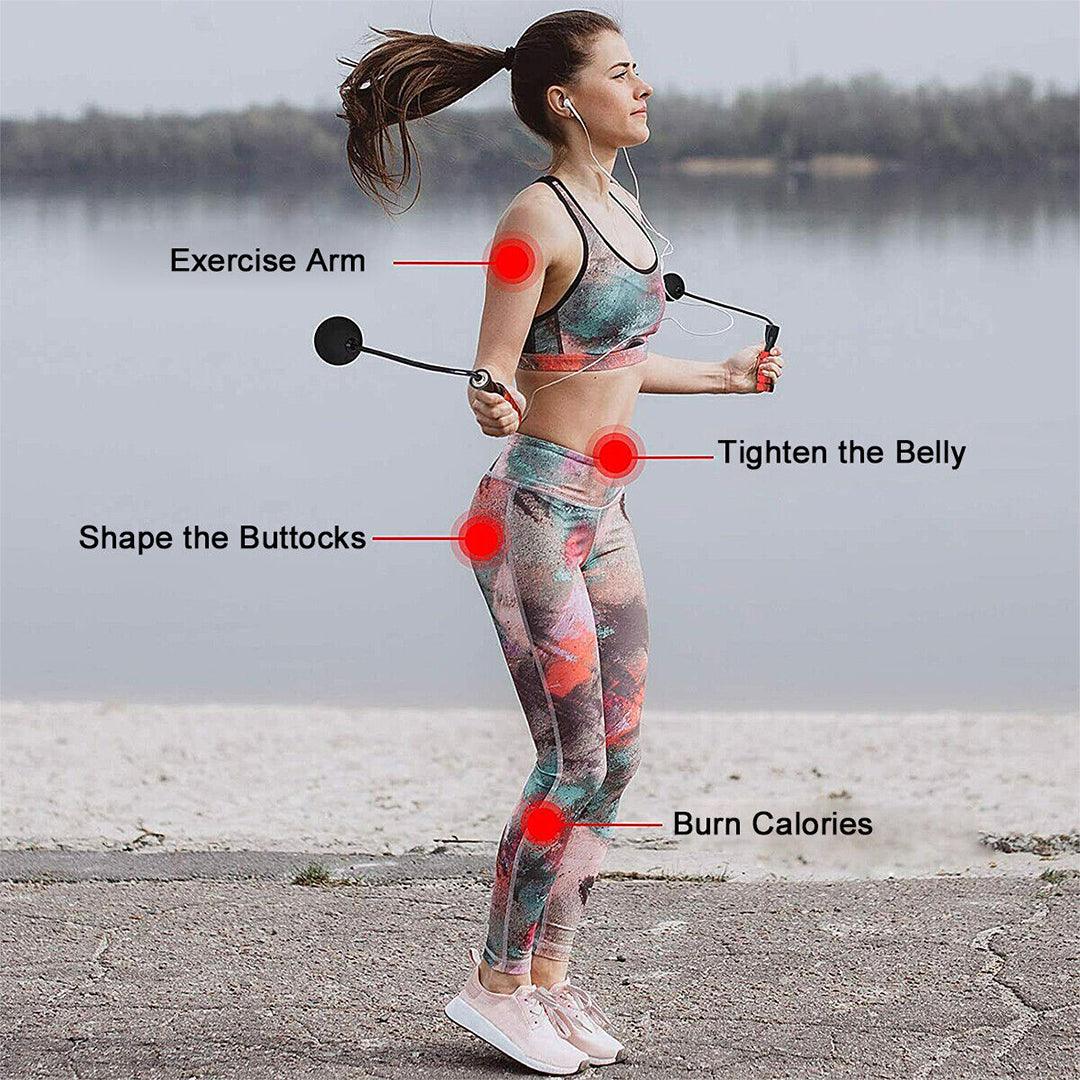 Ropeless Skipping Rope - Jump Rope, Adjustable Weighted Cordless Jump Rope for Men Women Kids Fitness - Tophatter Daily Deals