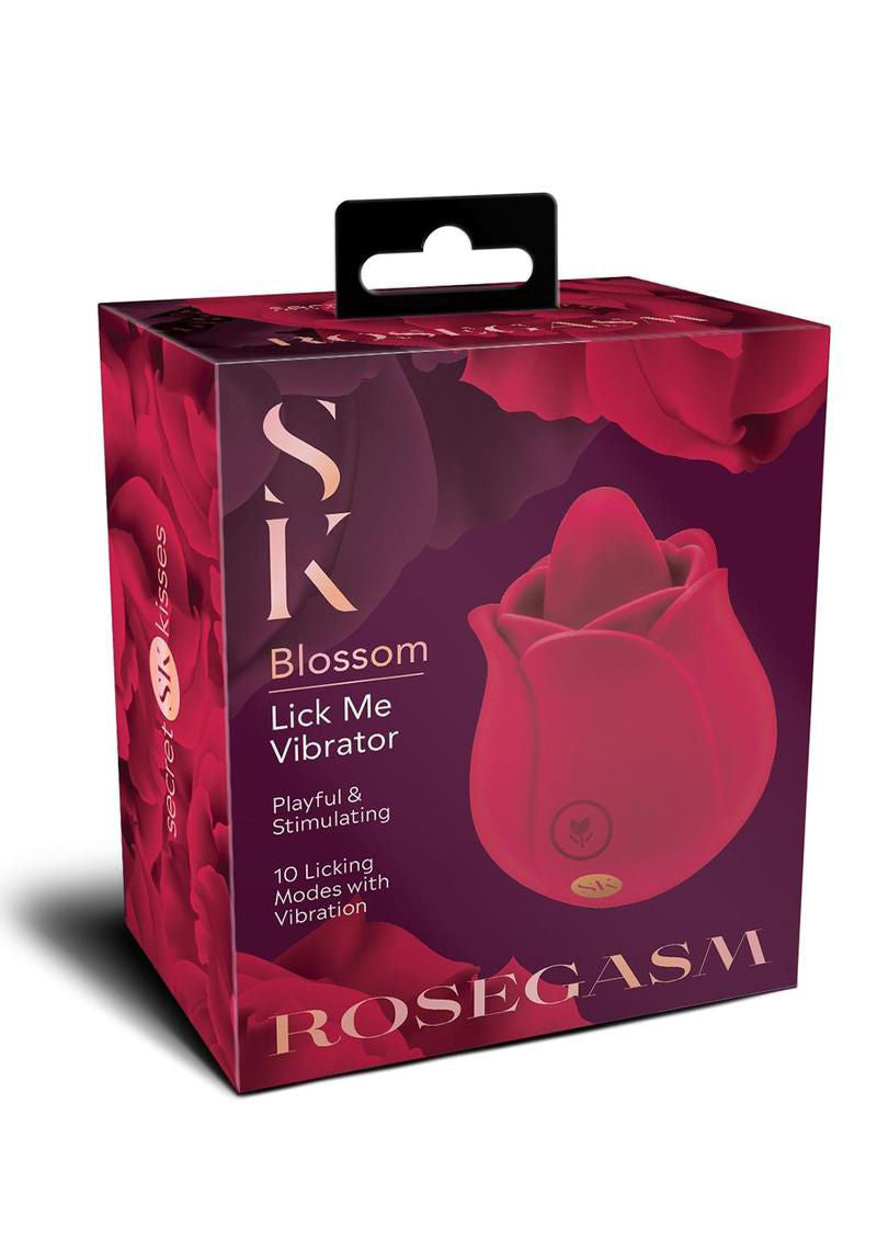Rose Blossom Licker Tongue Vibrator with 10 Modes Red Silicone > Sex Toys For Ladies > Rose Stimulators - Tophatter Daily Deals