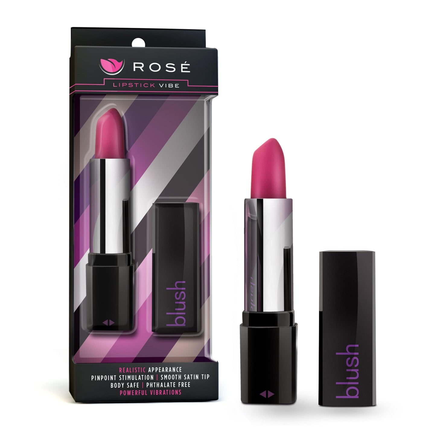 Rose Lipstick Vibe Black 4 Inch Compact Pleasure Toy > Vibrators > Mini Vibrators - Tophatter Daily Deals