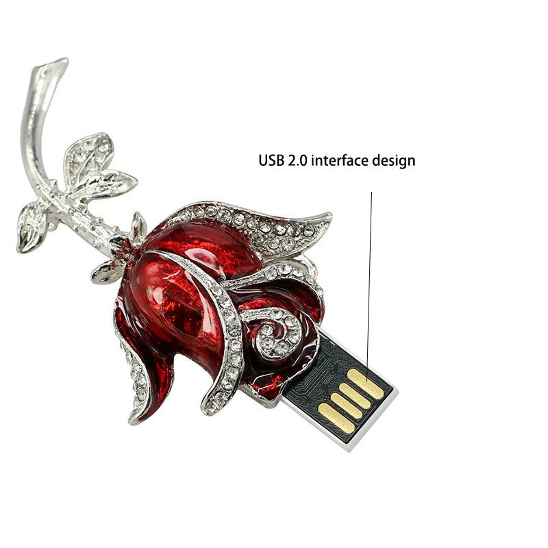 Crystal Rose Pin USB Flash Drive 2.0 Flower 16gb red/blue/purple USB Flash Drive - Tophatter Daily Deals