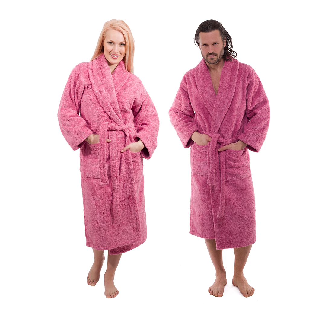 Classic Turkish Combed Cotton Luxurious Thick Unisex Bathrobes Rose Coral Robes - Tophatter Daily Deals