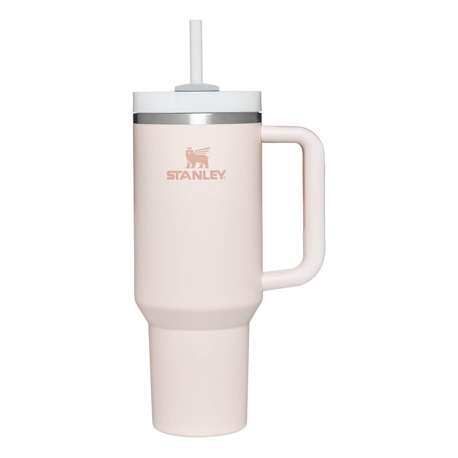 Insulated Straw Tumbler - 30-40 OZ Stanley Quencher H2.0 Tumbler Handle Straw Insulated Bottle Cup Mug Travel Mug for Cold or Hot Drinks Love Shack Fancy 40 OZ (1.2L) Rose Quartz bottles - Tophatter Daily Deals