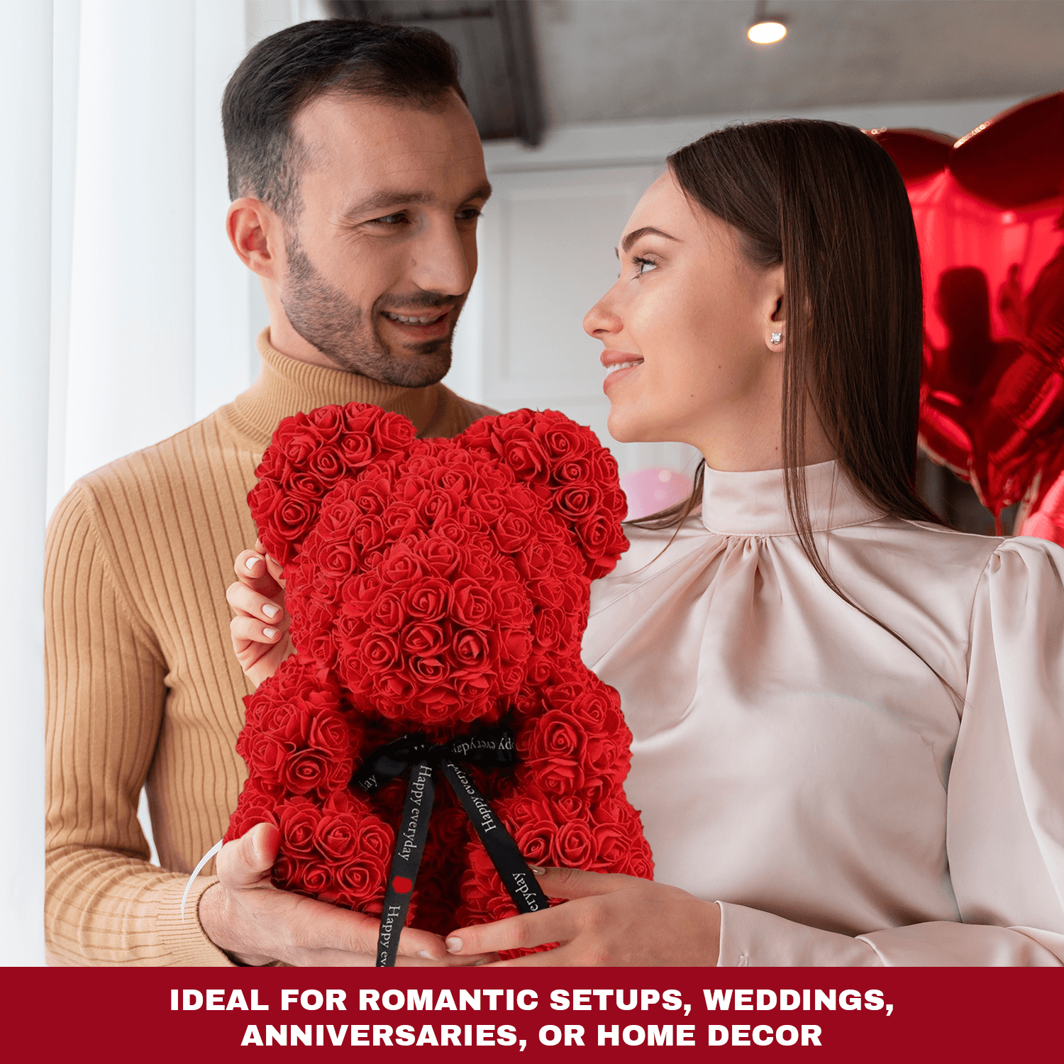 Rose Teddy Bear - 35cm Large Artificial Giant Teddy Bear Valentine's Day Gift for Her Flowers New Arrival - Tophatter Daily Deals