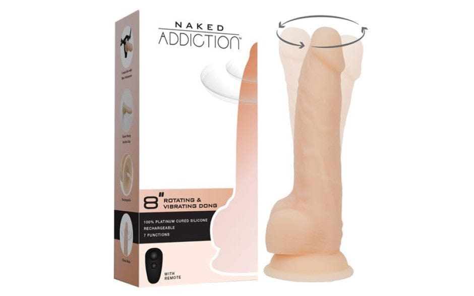 Rotating 8 Inch Vibrating Dildo with Remote in Vanilla > Dildos > Strap On Dildos - Tophatter Daily Deals