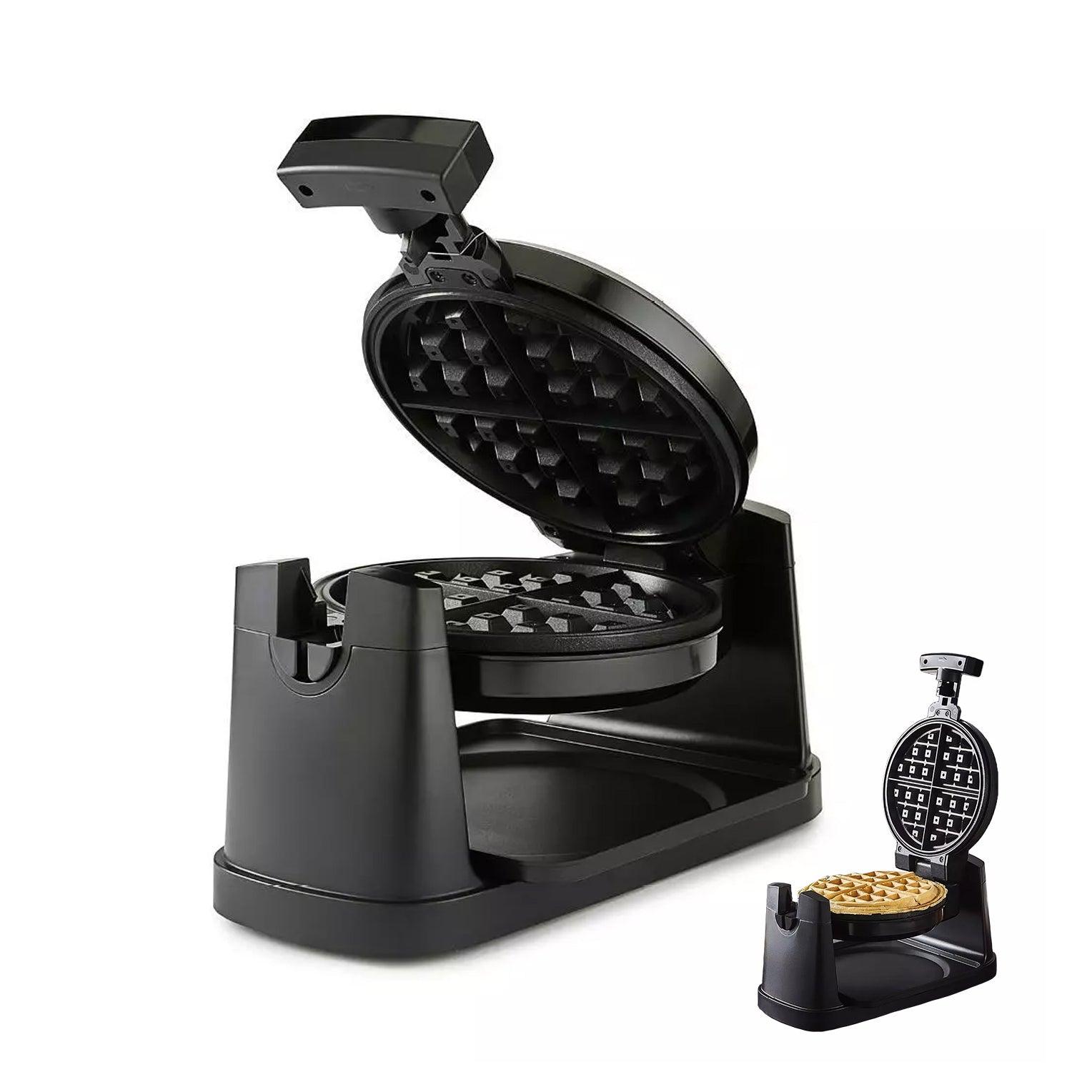 Rotating Waffle Maker - 1000W Non-Stick Rotary Waffle Iron with Auto Temperature Control | Cooks Upto 4 Waffles Electronic - Tophatter Daily Deals