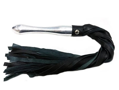 Rouge Leather Flogger with Aluminum Handle in Black > Bondage Gear > Whips & Floggers - Tophatter Daily Deals