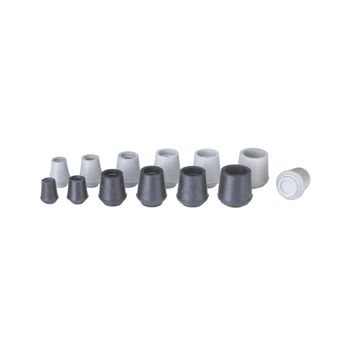 Nev-a-Slip Rubber Walker & Commode Replacement Tips with Steel Insert: 6 Sizes & 2 Colors Available (Pair) Grey - Tophatter Daily Deals