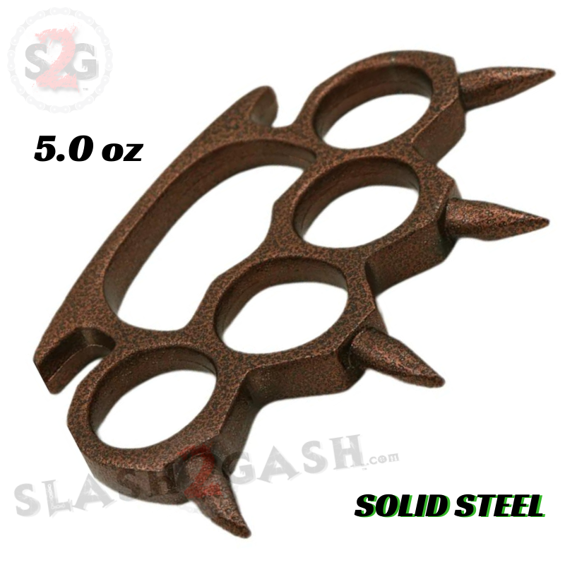 Round Spiked Knuckle Duster Paperweight - Copper (Pitted) Belt Buckle - Tophatter Daily Deals