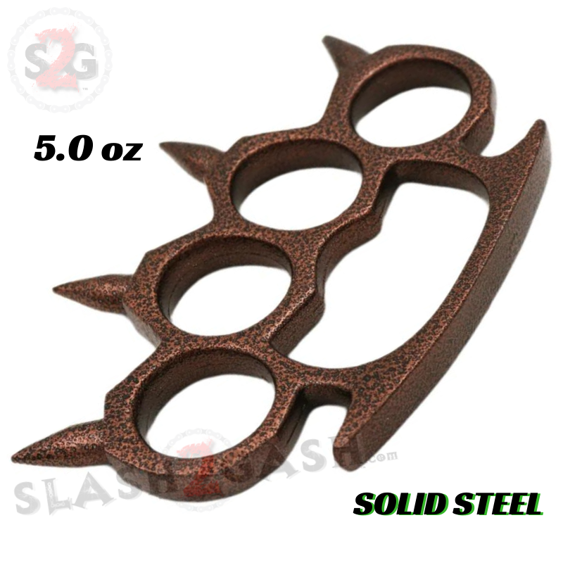 Round Spiked Knuckle Duster Paperweight - Copper (Pitted) Belt Buckle - Tophatter Daily Deals
