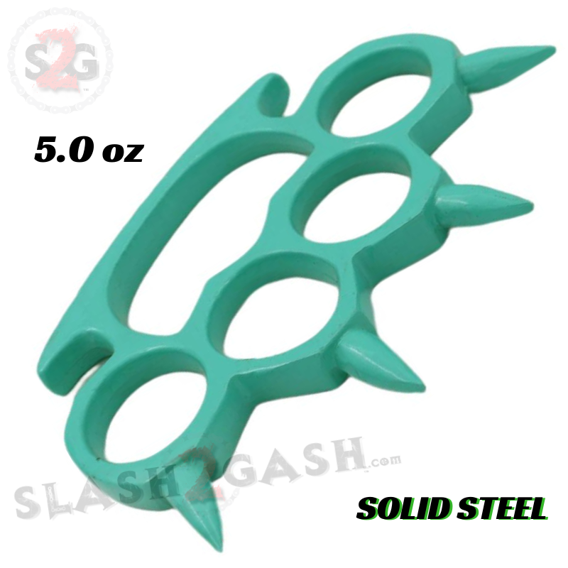 Round Spiked Knuckle Duster Paperweight - Teal Belt Buckle - Tophatter Daily Deals