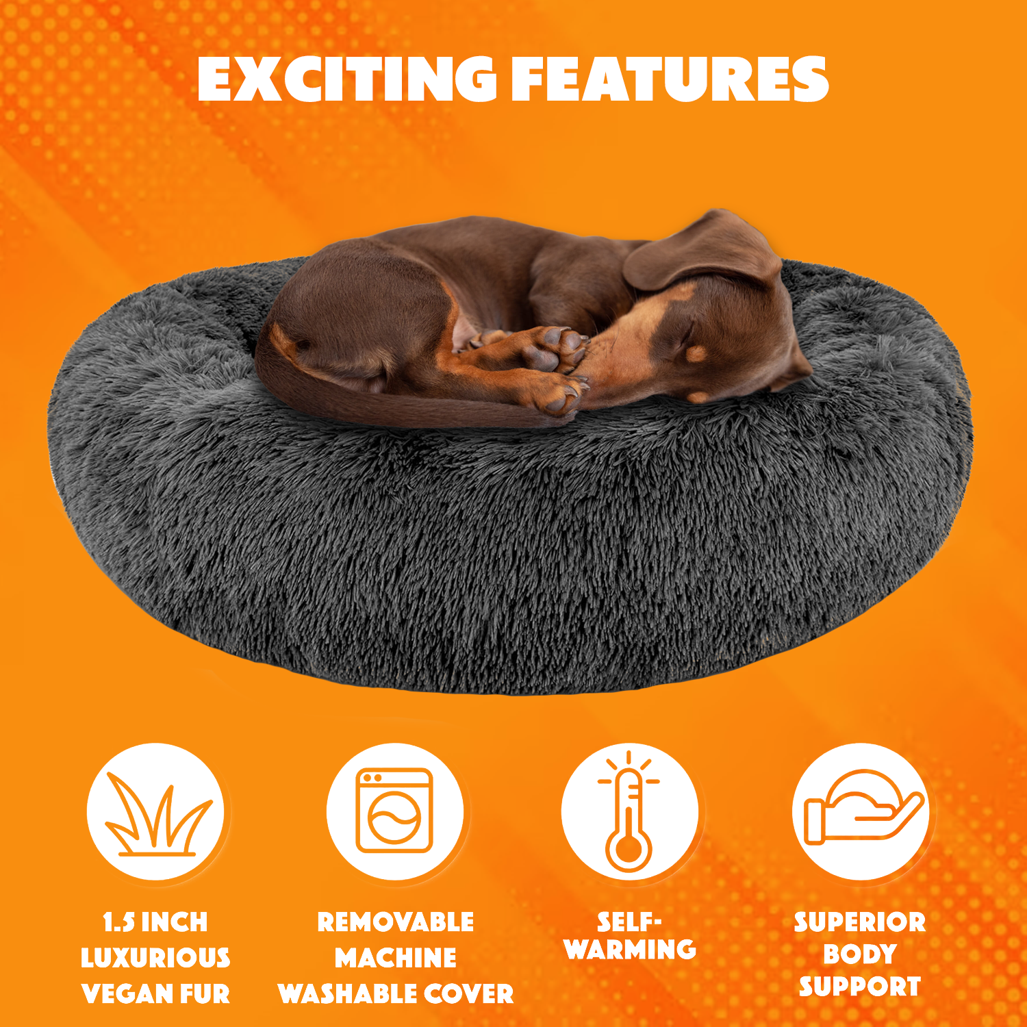 Donut Dog Bed – Anti-Anxiety Round Pet Bed for Cozy Sleep & Joint Support Donut dog bed - Tophatter Daily Deals