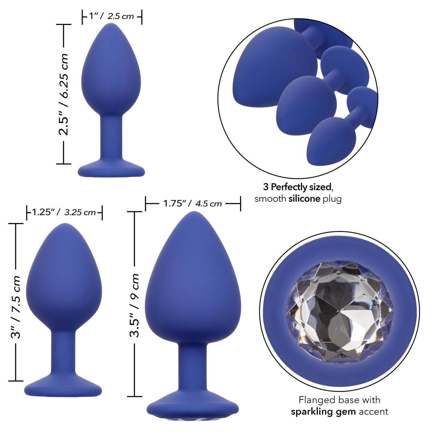 Cheeky Gems – Anal Training Kit with Three Graduated Anal Plugs > Anal Range > Butt Plug Kits - Tophatter Daily Deals