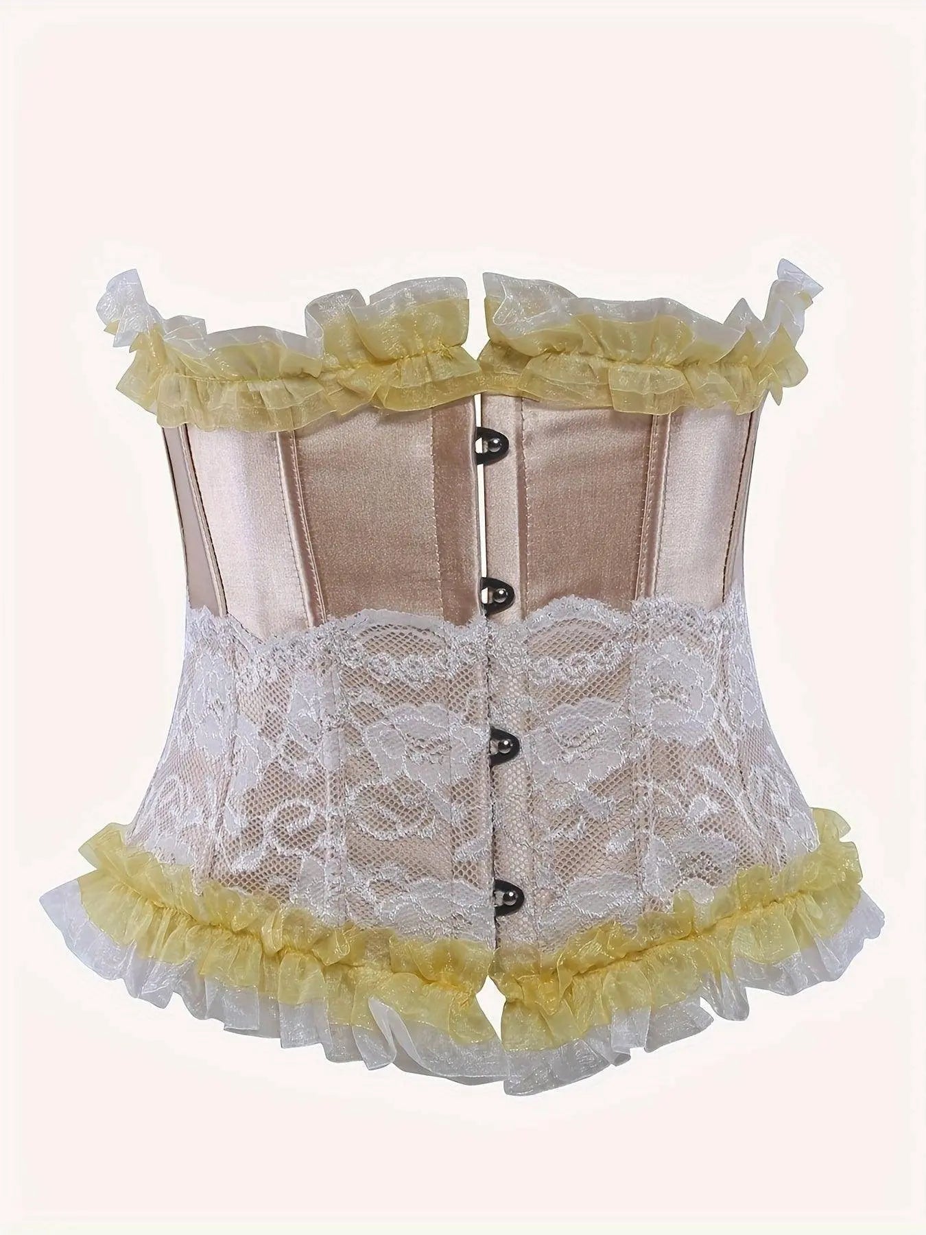 Ruched Trim Button Front Bustier, Casual Lace Up Costume For Wedding & Cosaply, Women's Clothing - Tophatter Daily Deals