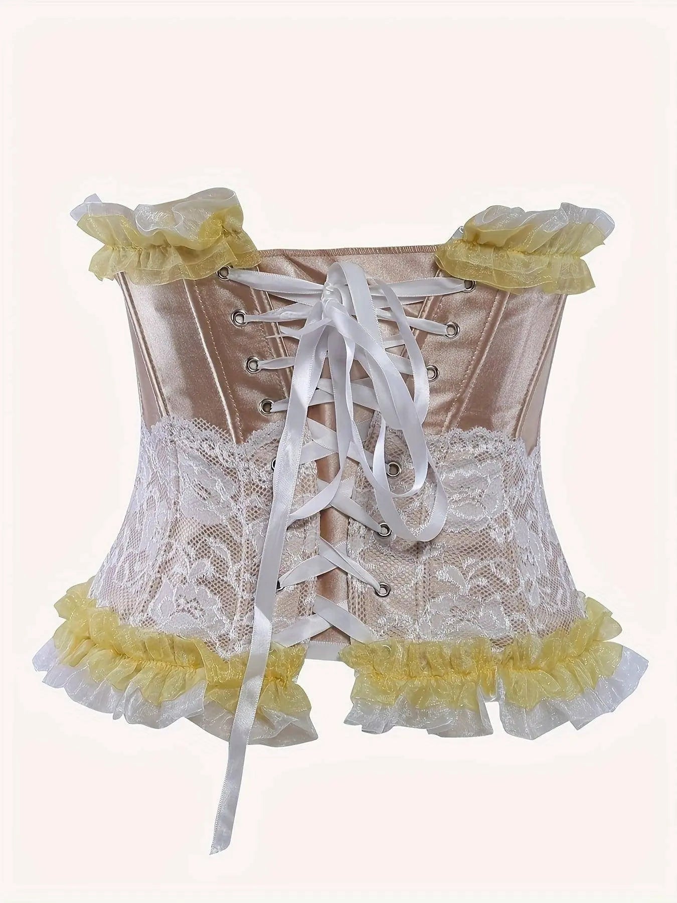 Ruched Trim Button Front Bustier, Casual Lace Up Costume For Wedding & Cosaply, Women's Clothing - Tophatter Daily Deals