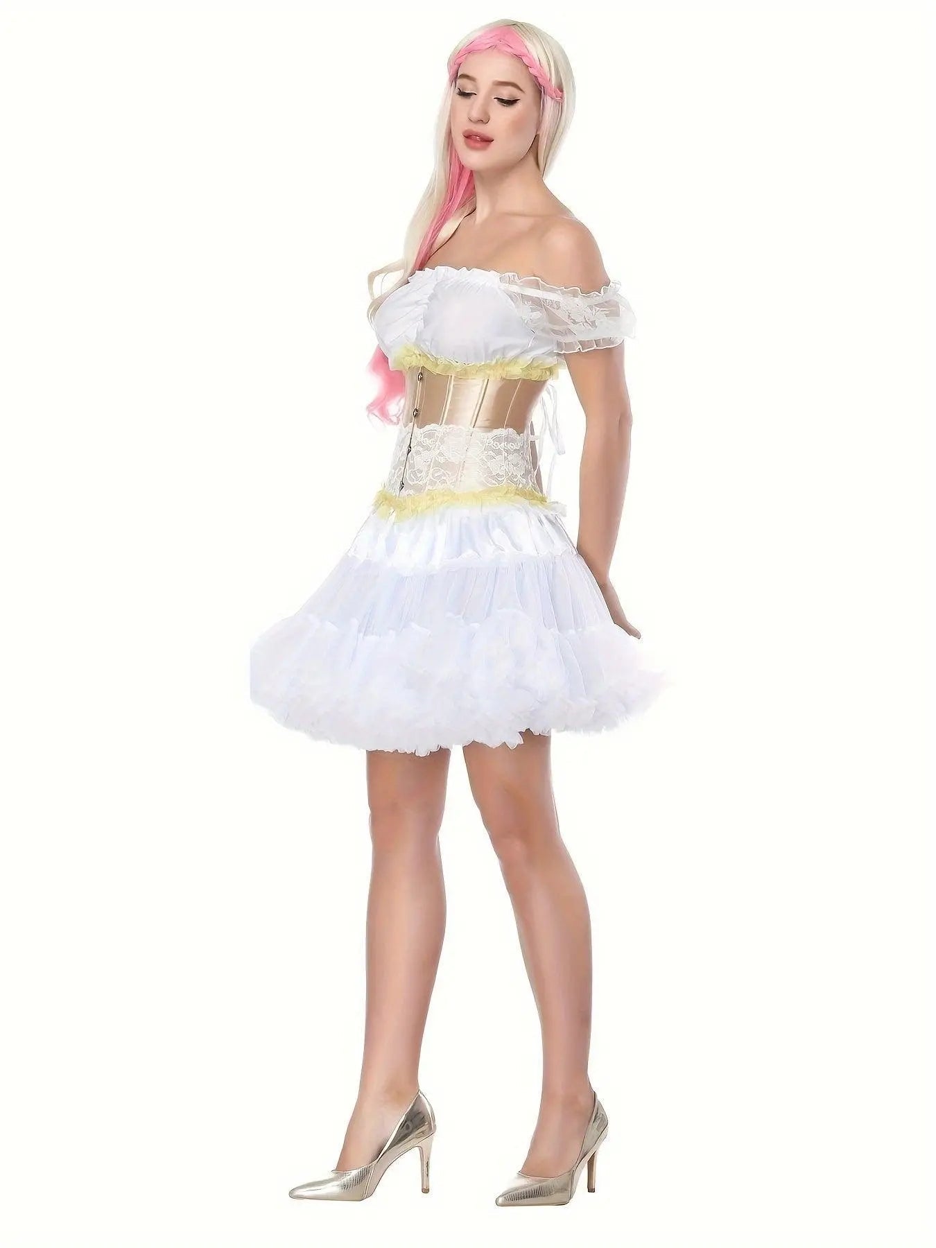 Ruched Trim Button Front Bustier, Casual Lace Up Costume For Wedding & Cosaply, Women's Clothing - Tophatter Daily Deals