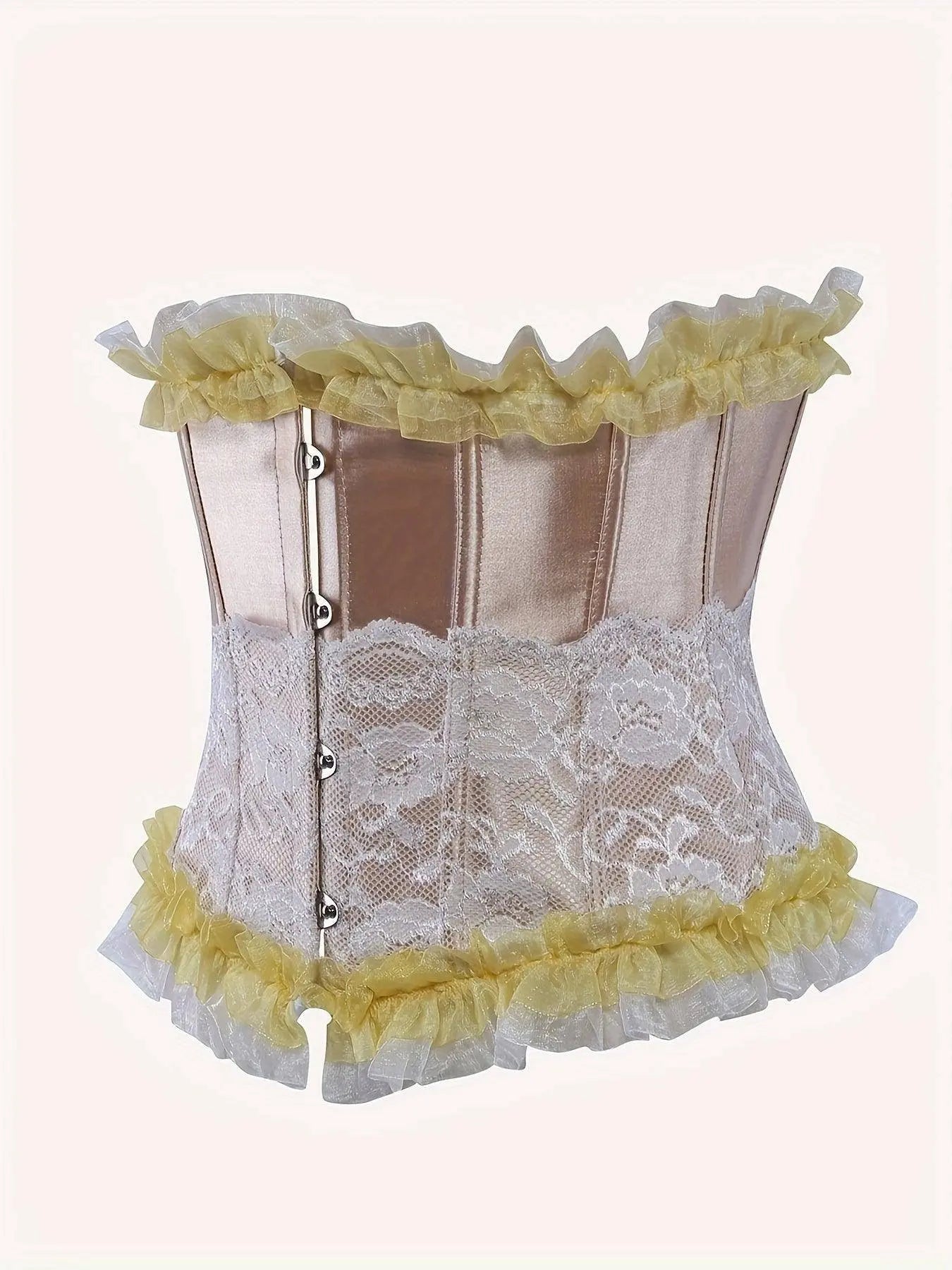 Ruched Trim Button Front Bustier, Casual Lace Up Costume For Wedding & Cosaply, Women's Clothing - Tophatter Daily Deals