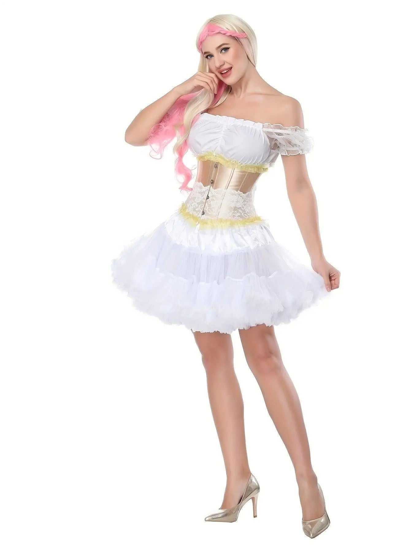 Ruched Trim Button Front Bustier, Casual Lace Up Costume For Wedding & Cosaply, Women's Clothing - Tophatter Daily Deals