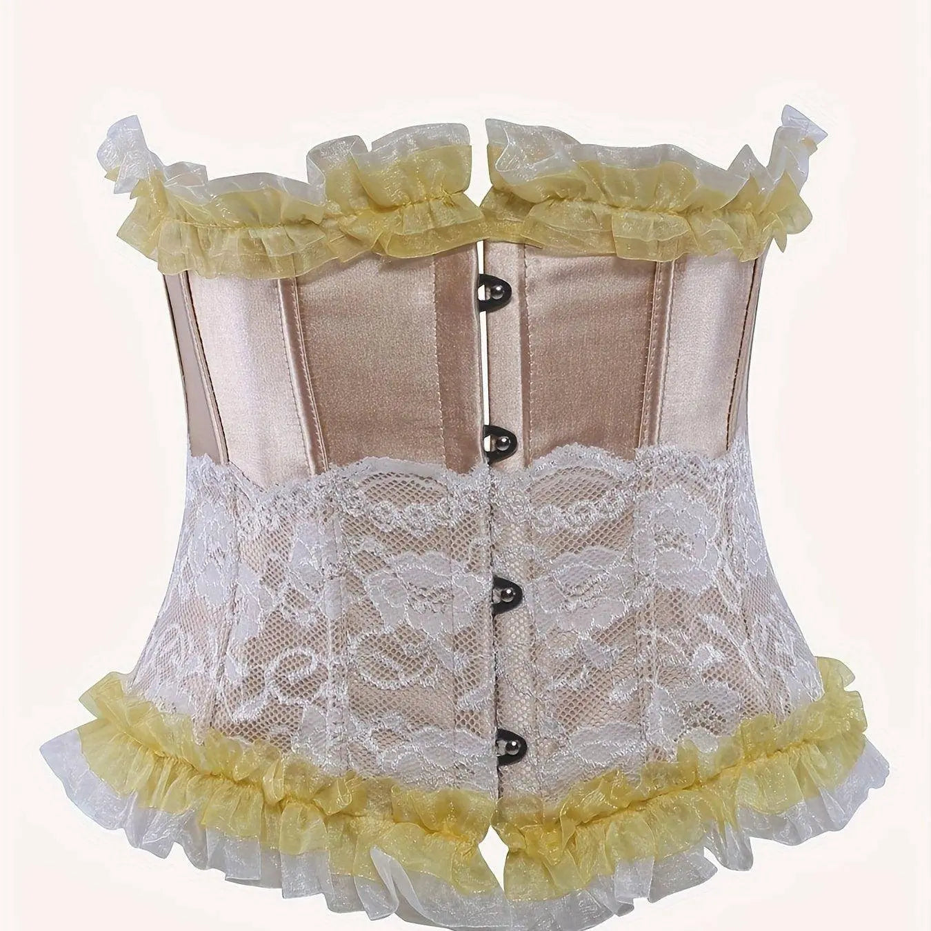 Ruched Trim Button Front Bustier, Casual Lace Up Costume For Wedding & Cosaply, Women's Clothing Yellow L(44 46) - Tophatter Daily Deals