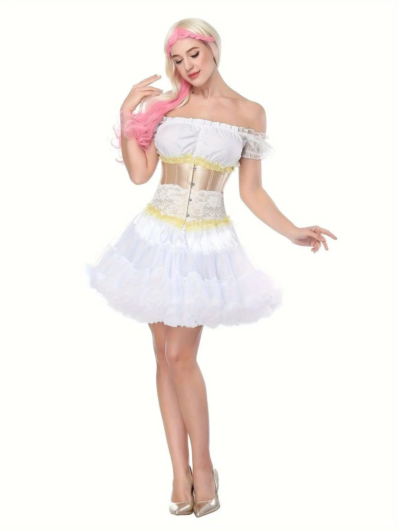 Ruched Trim Button Front Bustier, Casual Lace Up Costume For Wedding & Cosaply, Women's Clothing - Tophatter Daily Deals