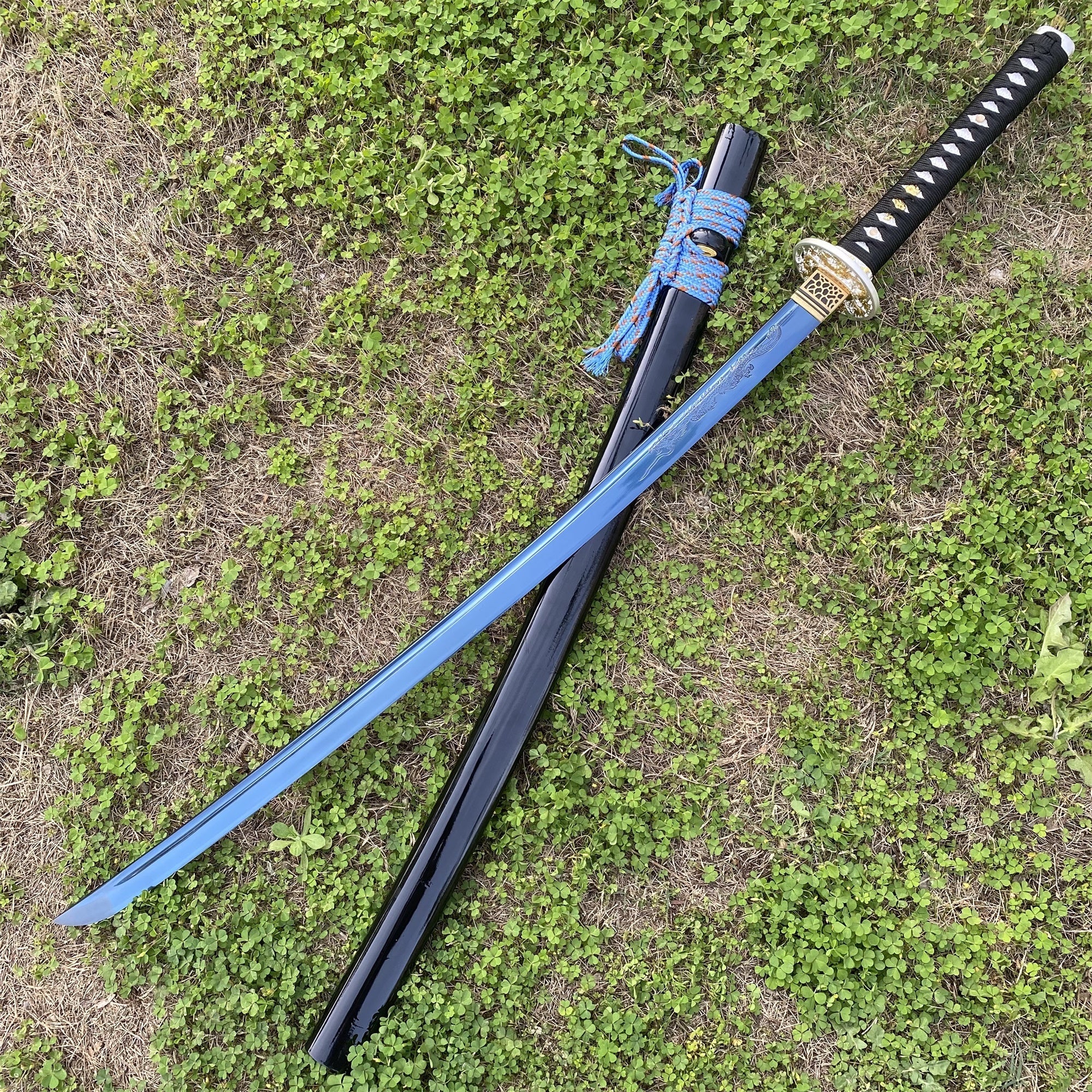 Blue Dragon Blade Samurai Katana - Dragon Engraved Blade - Tophatter Daily Deals