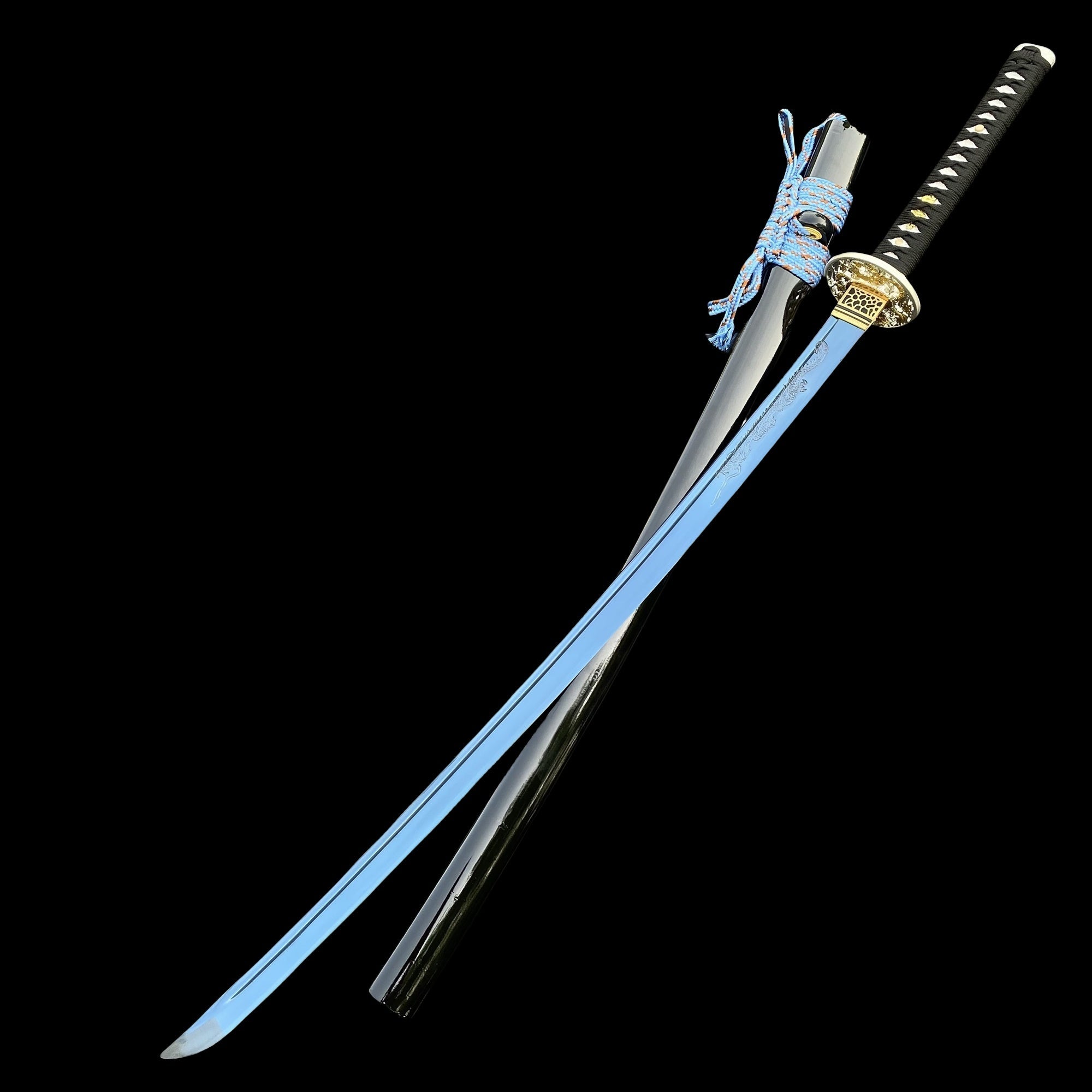 Blue Dragon Blade Samurai Katana - Dragon Engraved Blade - Tophatter Daily Deals