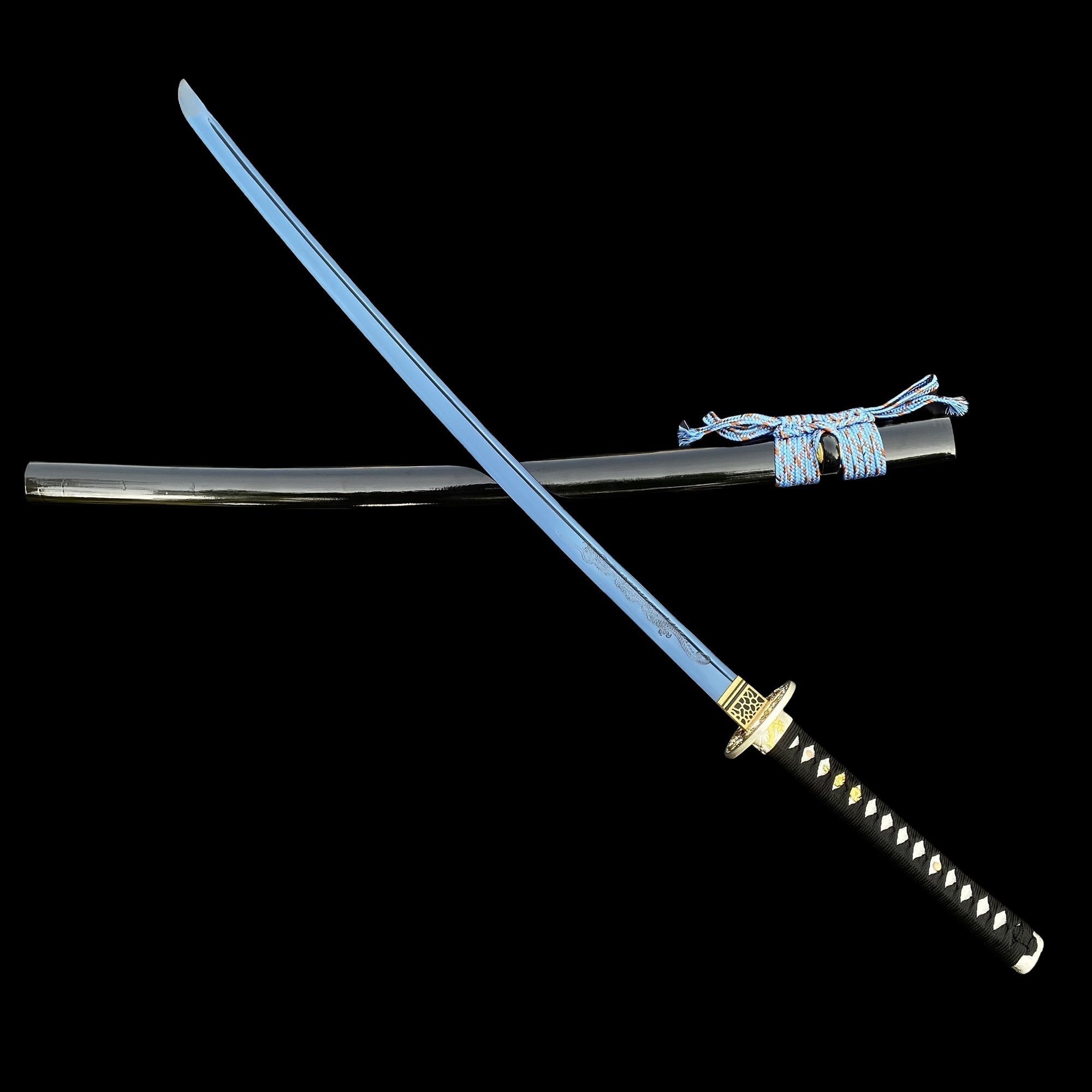 Blue Dragon Blade Samurai Katana - Dragon Engraved Blade - Tophatter Daily Deals