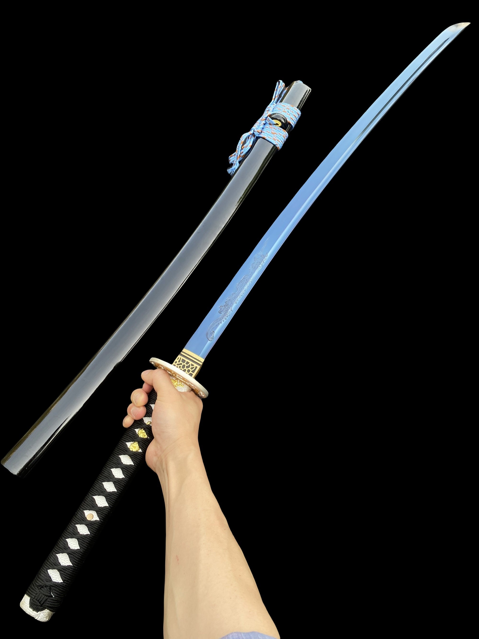 Blue Dragon Blade Samurai Katana - Dragon Engraved Blade - Tophatter Daily Deals
