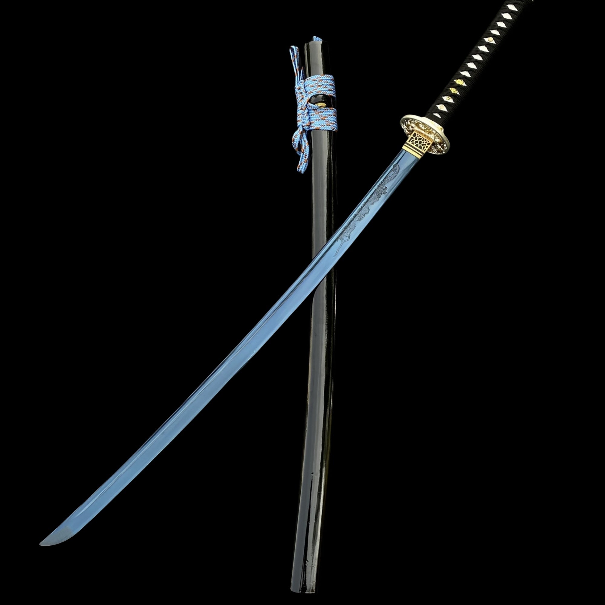 Blue Dragon Blade Samurai Katana - Dragon Engraved Blade - Tophatter Daily Deals