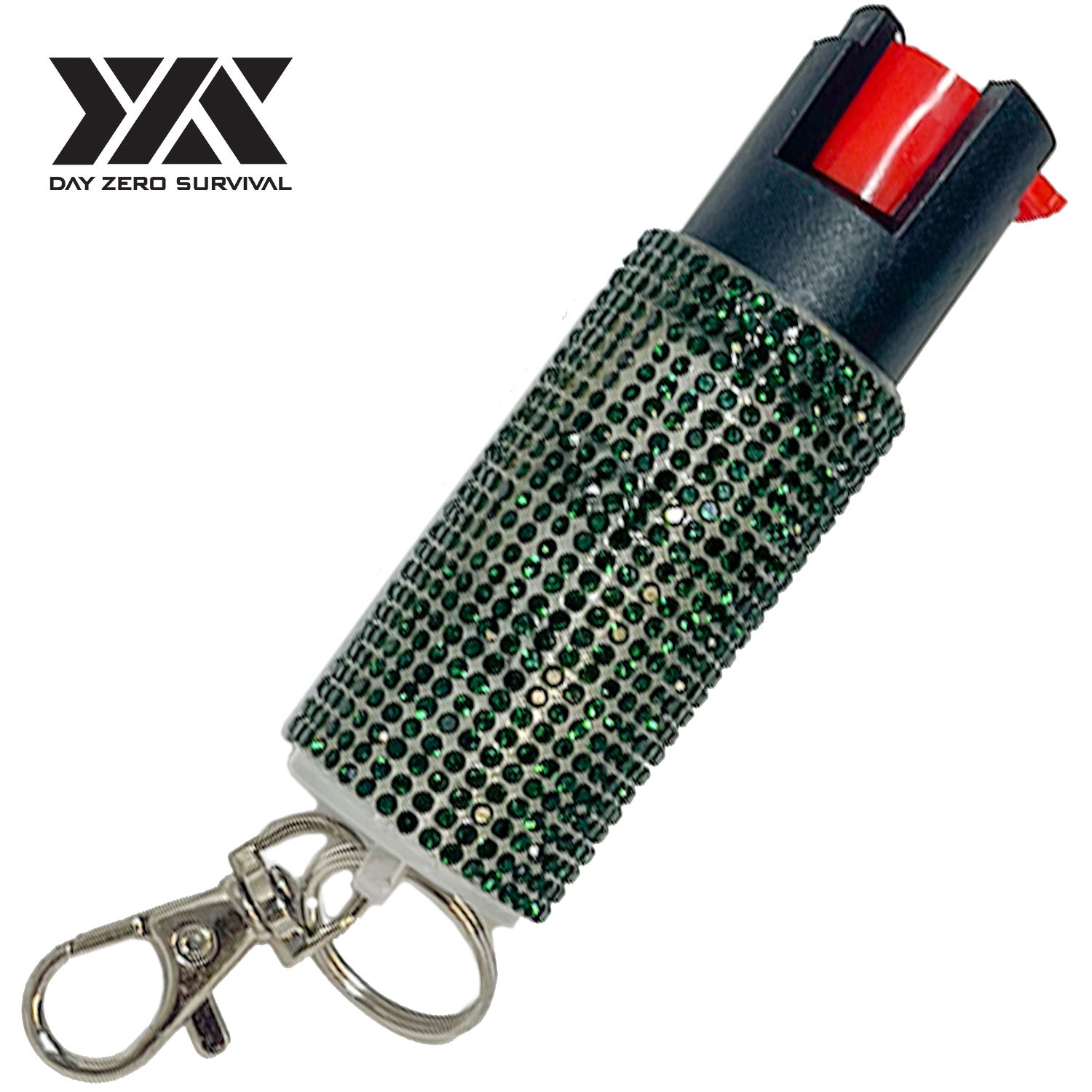Green Jeweled Design Pepper Spray Self Defense Key Ring - TOPHATTER'S ARMORY DEALS Collectible Weapons - Tophatter Daily Deals