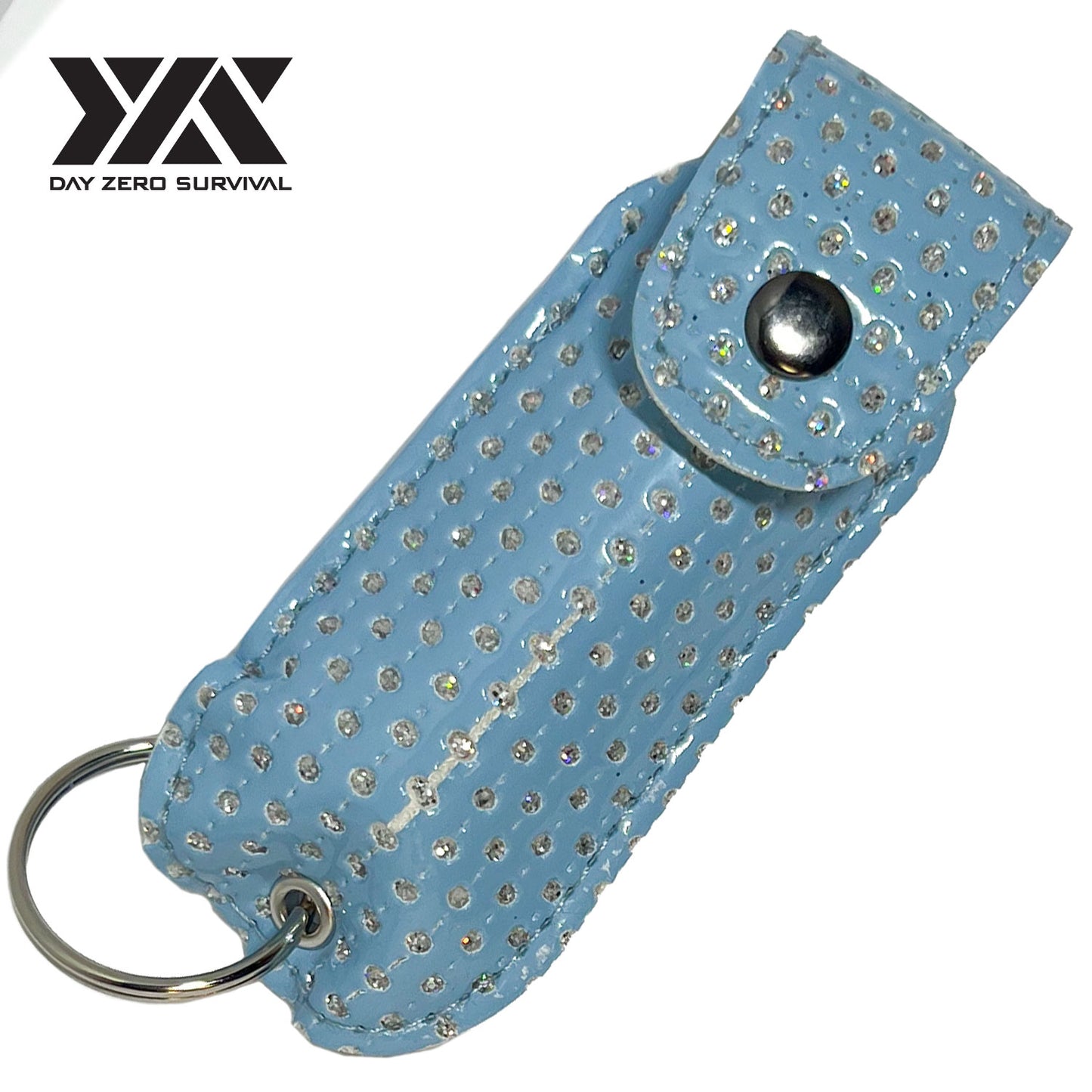 DZS Police Grade Max Strength Pepper Spray Keychain Leather Case | Light Blue Bling Collectible Weapons - Tophatter Daily Deals