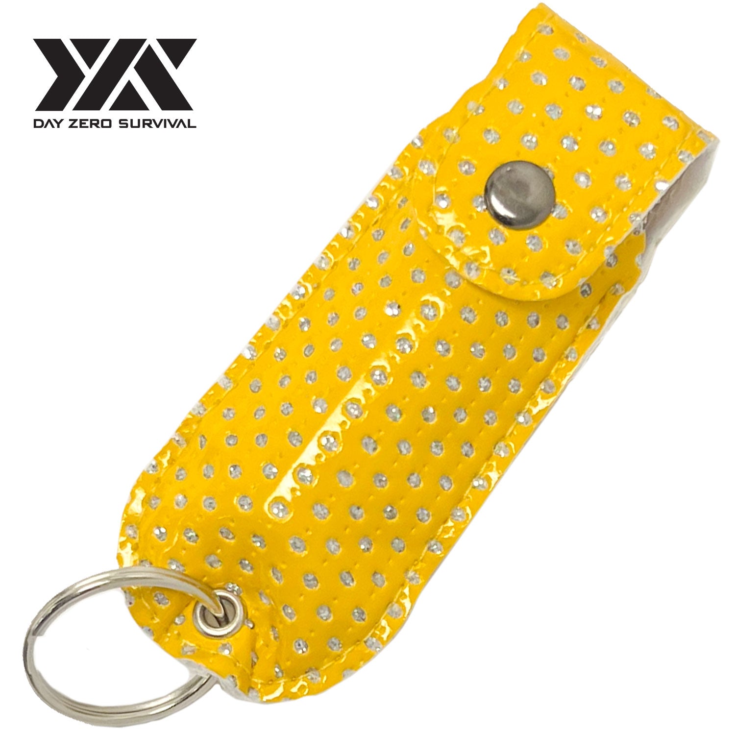 DZS Police Grade Max Strength Pepper Spray Keychain Leather Case | Yellow Bling - TOPHATTER'S ARMORY DEALS Collectible Weapons - Tophatter Daily Deals