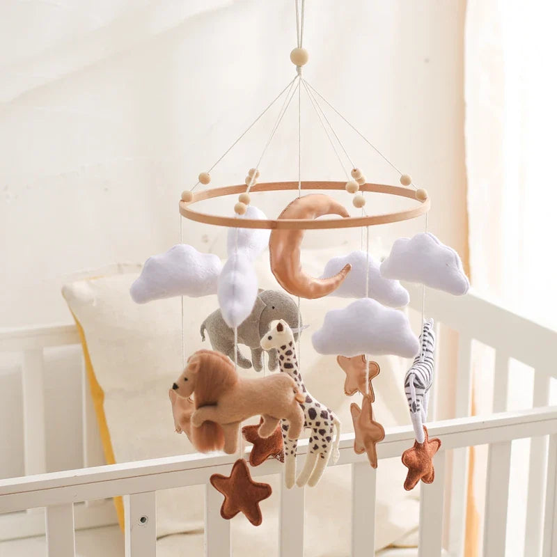 Wooden Felt Animal Crib Mobile With Soothing Calming Music - Tophatter Daily Deals