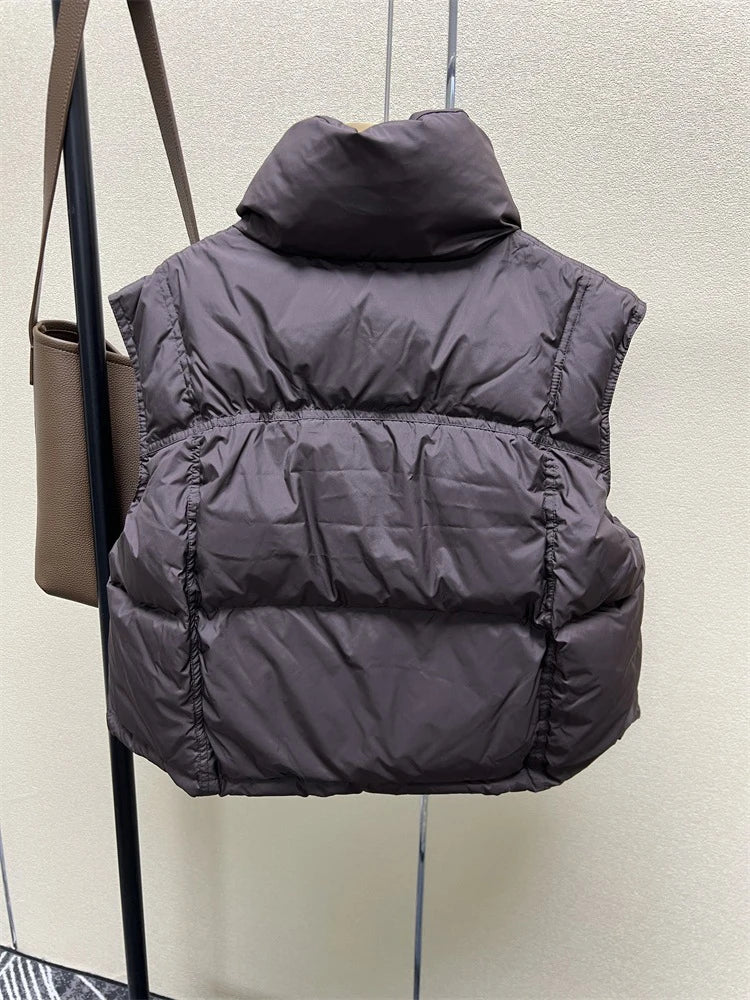 Warm Women’s Down Vest - Stand Collar, Duck Down, Winter - Tophatter Daily Deals