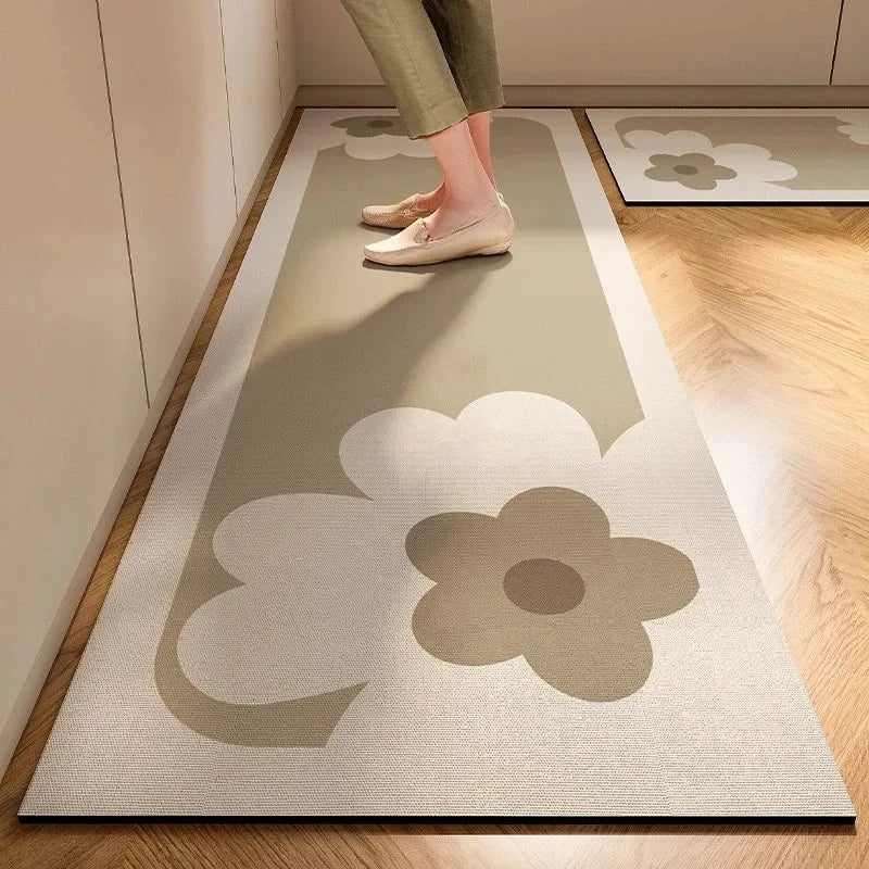 Japanese Minimalist Cream Anti Slip Floor Mat Kitchen 4 - Tophatter Daily Deals