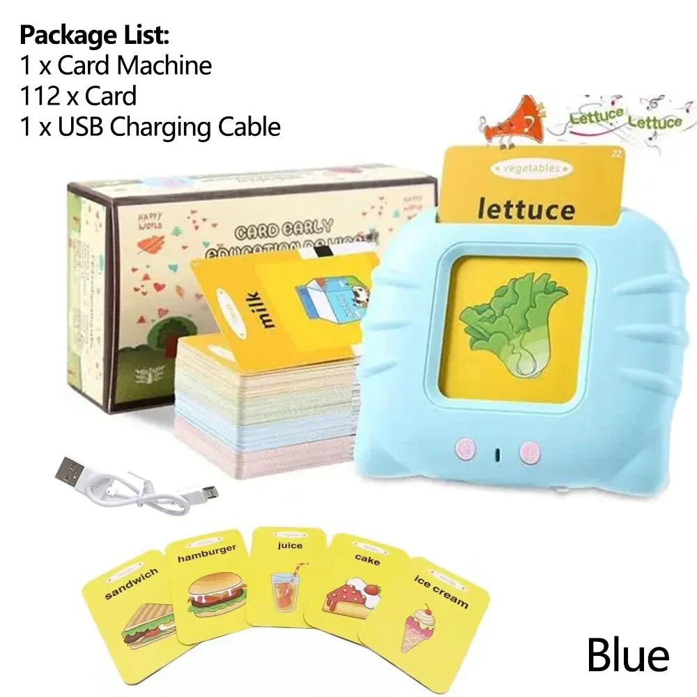 Interactive Educational Toy Flash Card Learning Machine for 2-6 Year Olds, Screen-Free Learning with Audio Function Blue Educational Toys - Tophatter Daily Deals