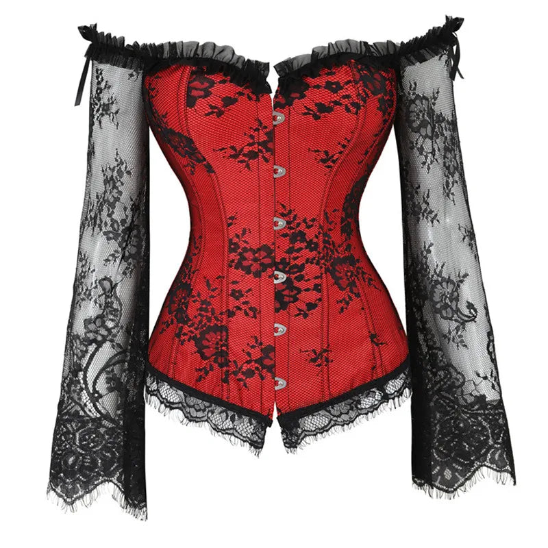 Supportive Women's Corset Top - Off Shoulder, Lace Satin - Tophatter Daily Deals