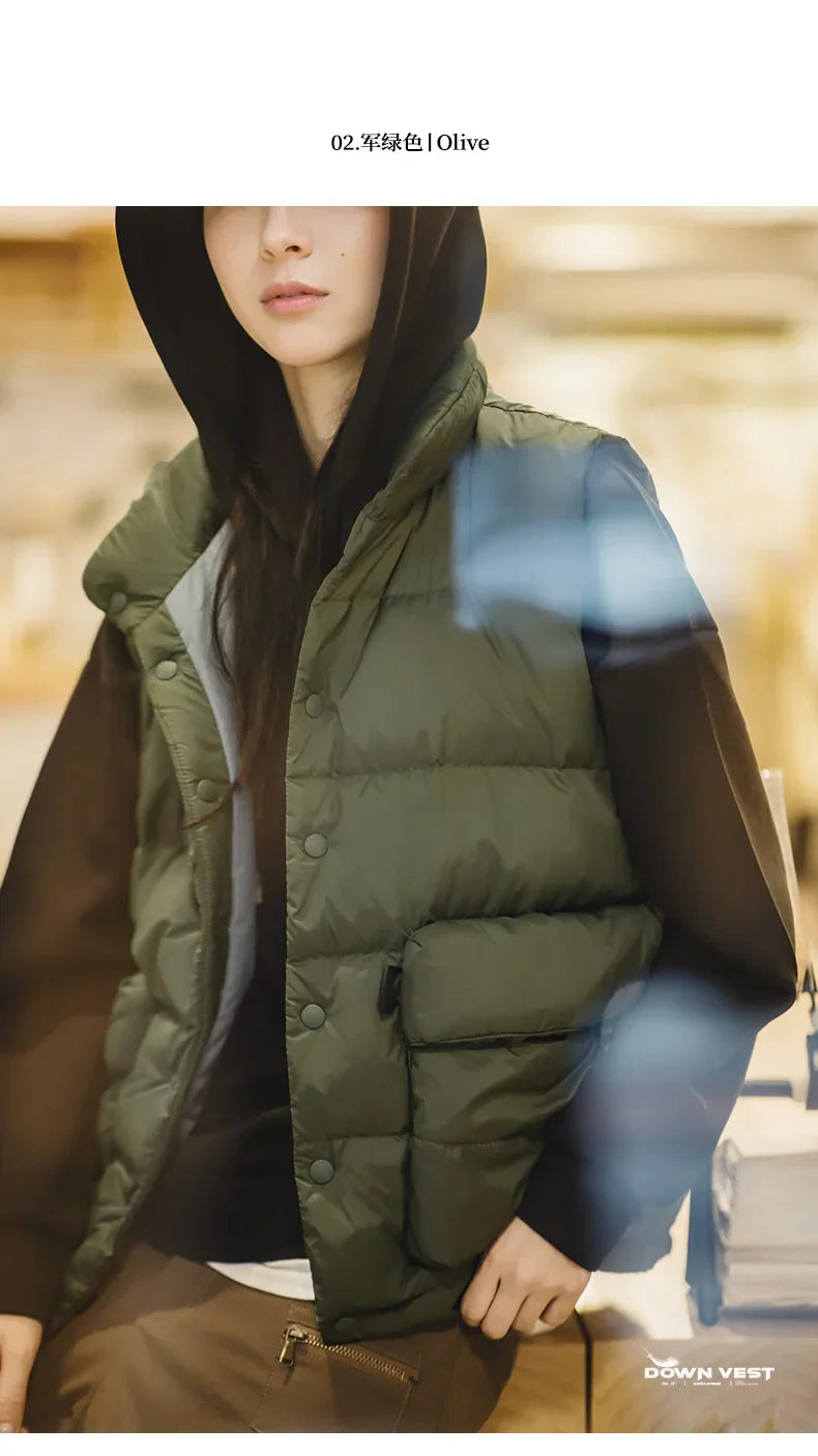 Lightweight Women's Down Vest - Boxy Quilted, Nylon Winter - Tophatter Daily Deals